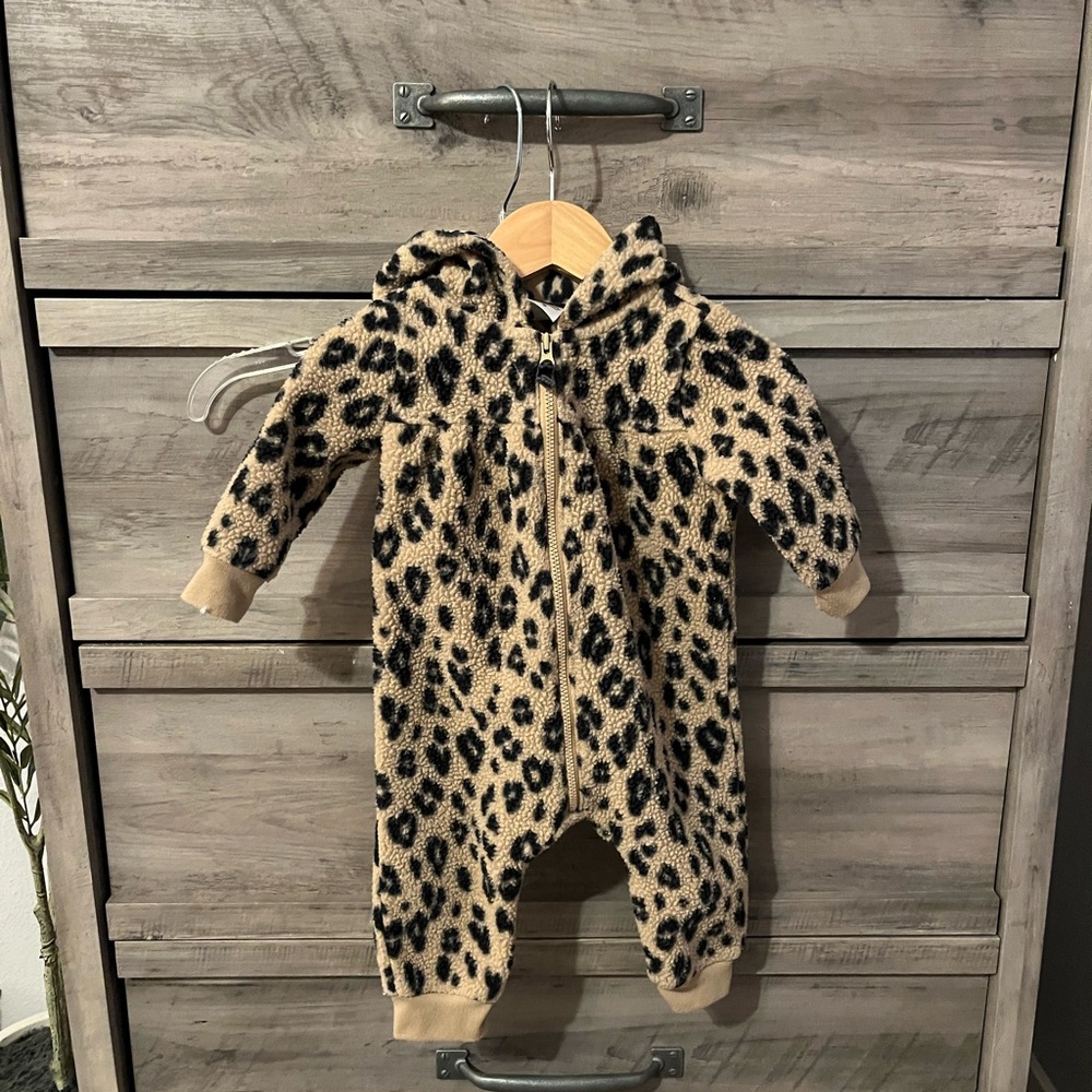 Carter's Tan and Black Leopard Print Footie